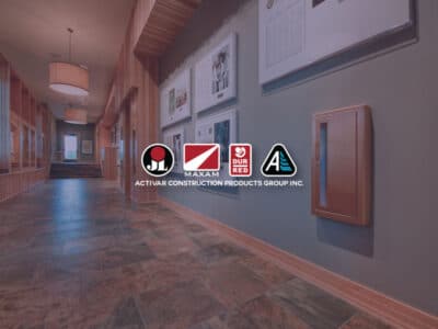 Hazeltine Bronze Rolled Trim in Memorabilia Hall with Activar Construction Products Group logo