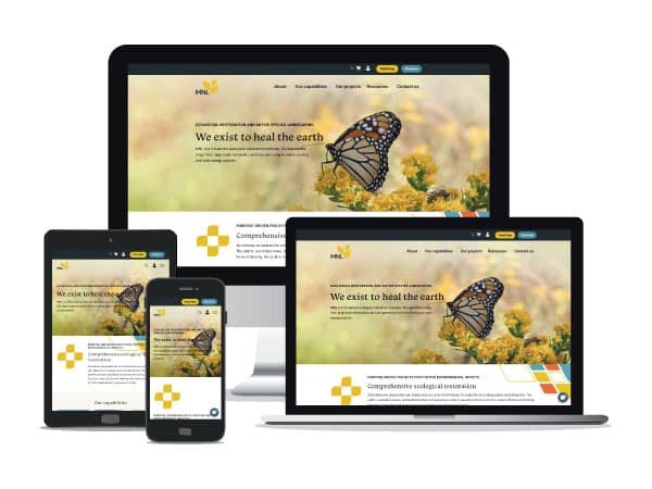 MNL Corp website screenshot on desktop, laptop, tablet and mobile device