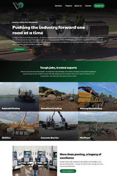 Screenshot of Valley Paving website