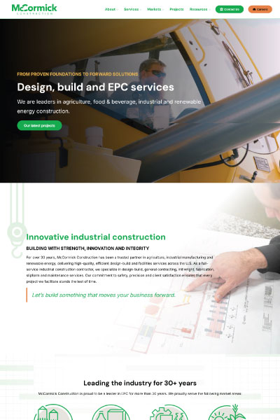 Screenshot of McCormick Construction