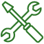Green wrench and screwdriver icon