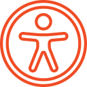 Circle with outline of a person for accessibility