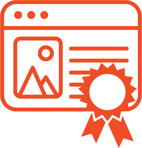 Website icon with a certificate denoting rank