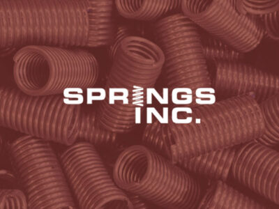 Springs Inc. logo overlaying on red with compression springs