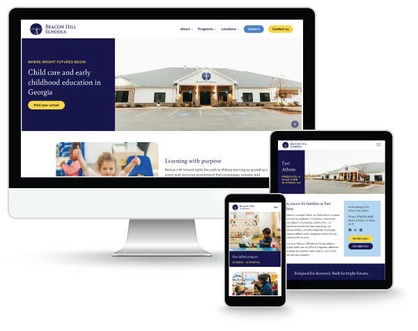 Beacon Hill Schools website on desktop, tablet and mobile screens
