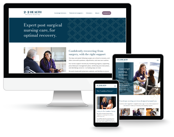 2x2 Health website on desktop, tablet and mobile screens