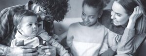 Blended family with parents and children