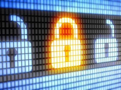 Website security lock on screen