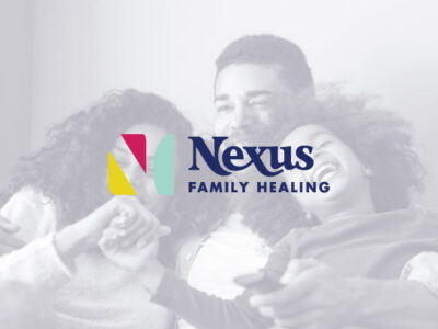Nexus Family Healing logo overlaying on image of family