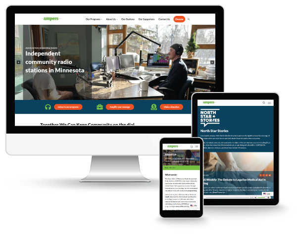AMPERS website on desktop, tablet and mobile screens