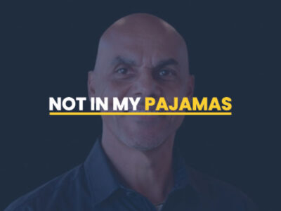 Not In My Pajamas logo overlaying an image of Jonathan Johnson