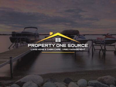 Property One Source logo overlaying an image of boats/dock on a lake