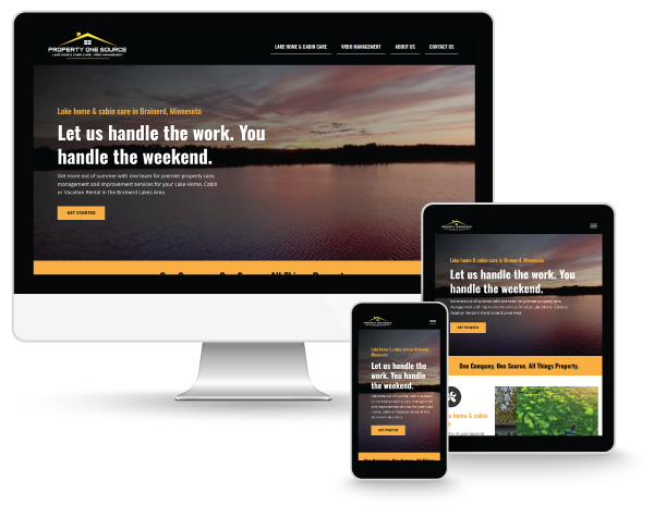 Property One Source website on desktop, tablet and mobile screens